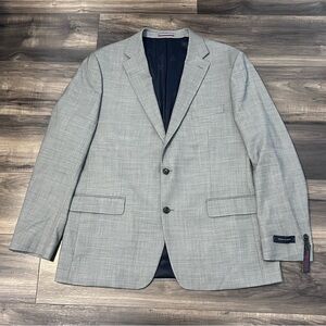 Tommy Hilfiger Suit Jacket Mens Size 48L Regular Fit Wool Blend Gray New